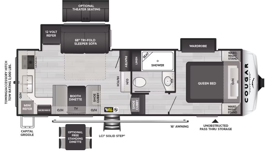 2024 KEYSTONE COUGAR 1/2 TON 23MLE, , floor-plans-day image number 0